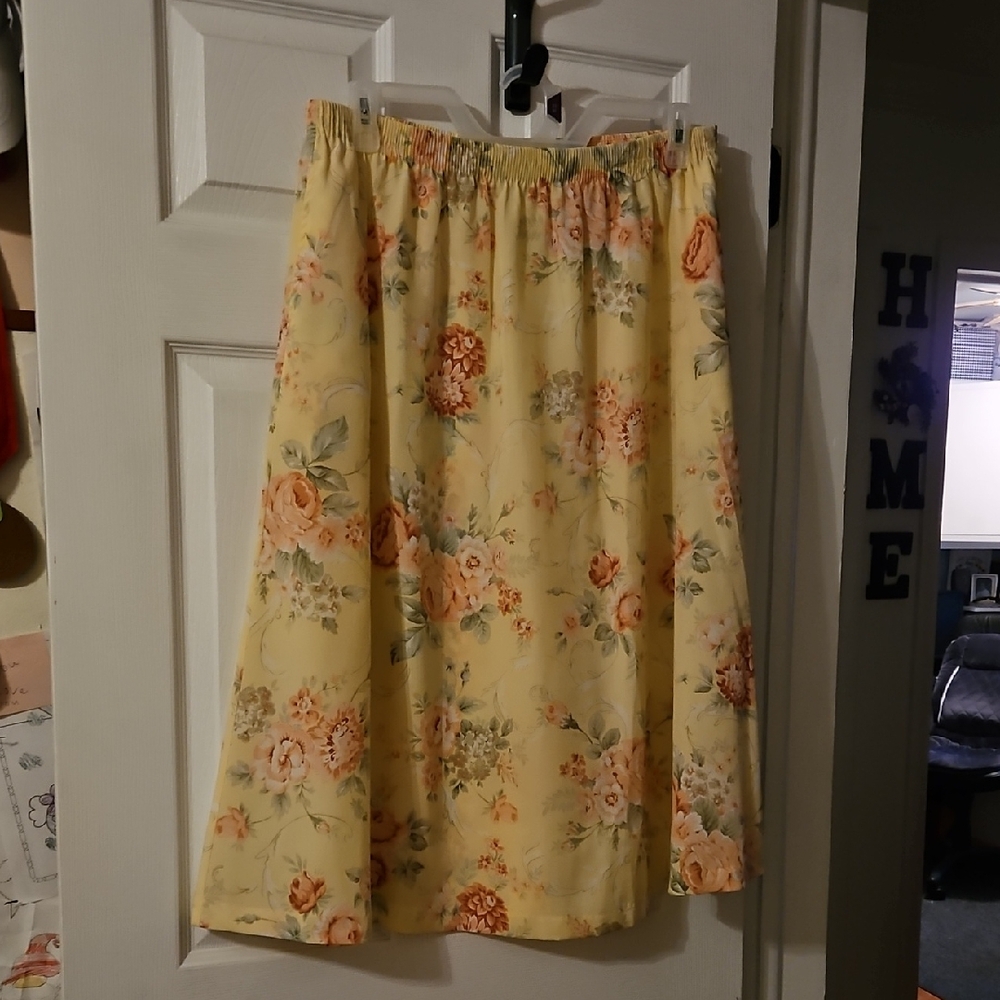 BonWorth Floral A-Line Skirt in Yellow and Peach